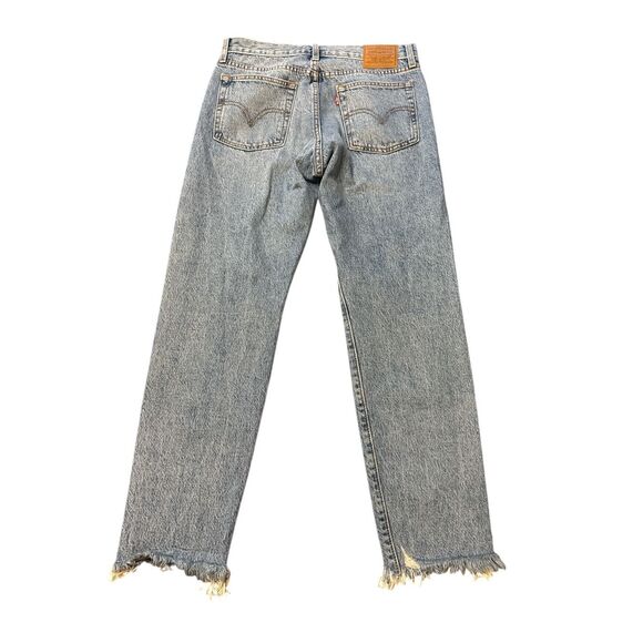 Levis Womens Size 28 Premium Wedgie Frayed Ankle Tapered Button Fly Denim Jeans - Picture 2 of 13